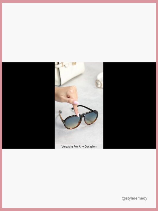 Oversized Retro Aviator Sunglasses with UV Protection main image 7